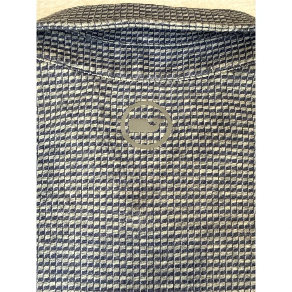 Jim Nantz Vineyard Vines Men M Blue Geometric Polo Short Sleeve Golf Preppy Peru